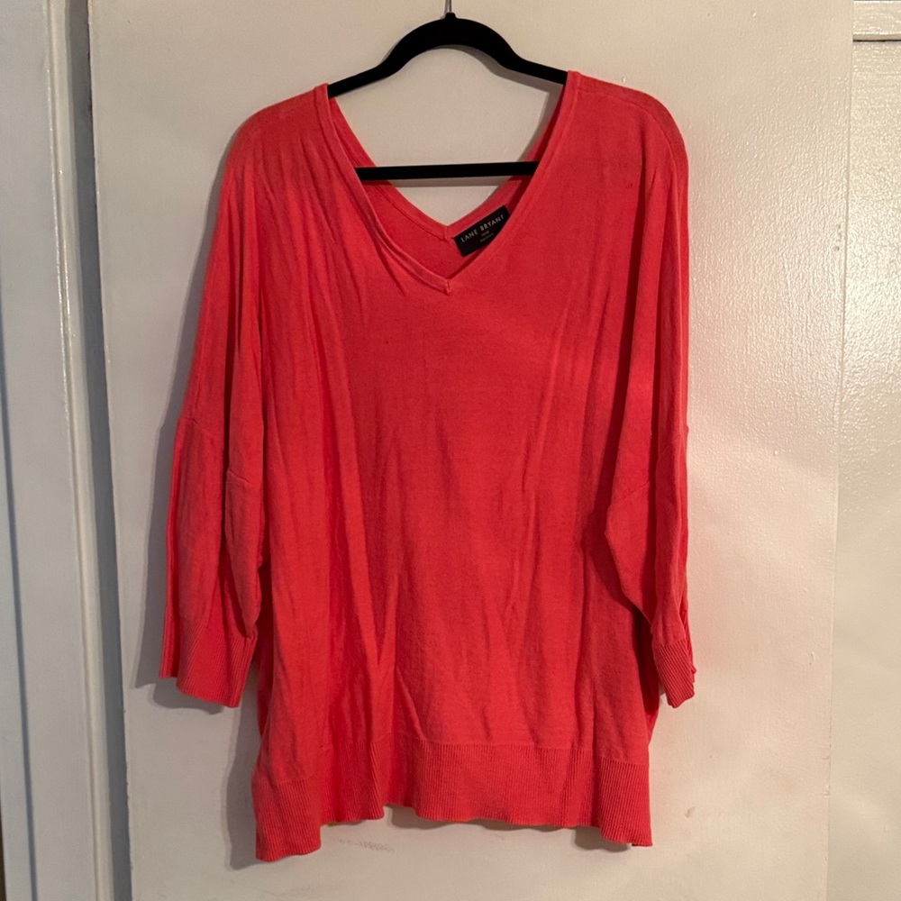 Lane Bryant Coral V-Neck Sweater